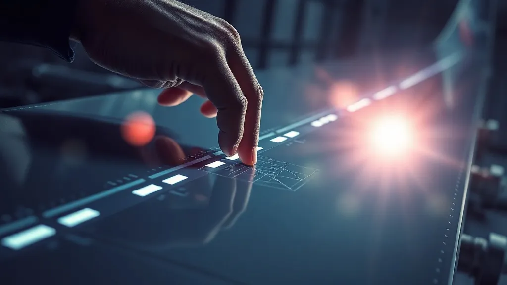 An engineer's hand tracing a glowing stress analysis pattern across an aircraft wing surface.