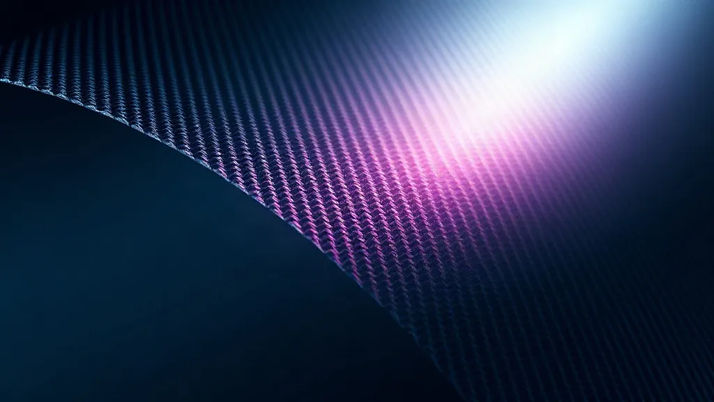 Abstract close-up of aerospace composite material transitioning from sharp focus to digital blur, symbolizing the gap between AI-driven discovery and certification validation.