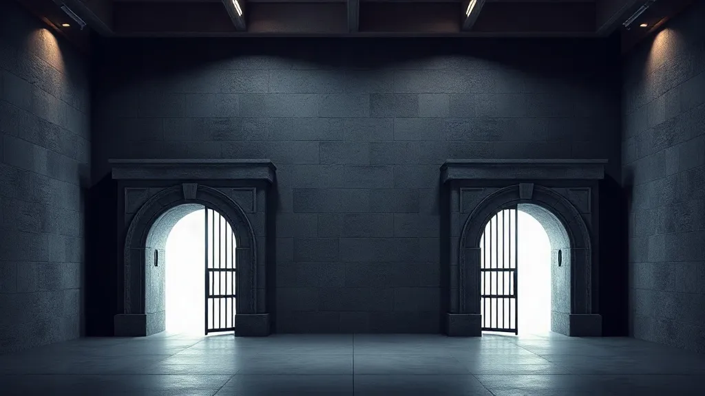 Four distinct archways in various states of open and closed, symbolizing divergent regulatory postures toward a single technology.