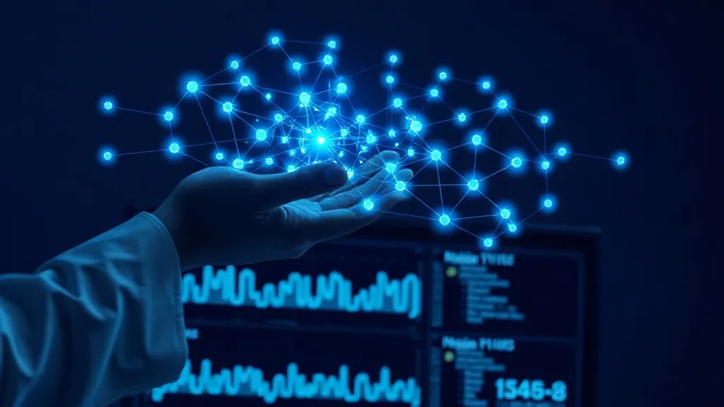 Abstract visualization of a clinical AI decision network with some data connections rendered sharp and others fading into static.