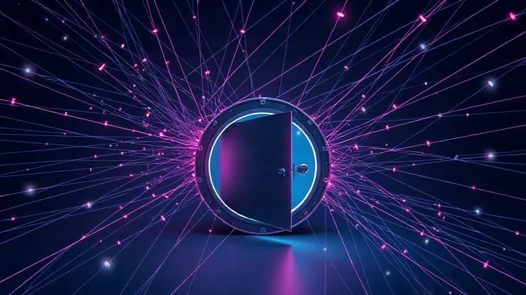 Abstract image of glowing data threads tightening around a half-open vault door, symbolizing AI-driven vendor lock-in in health IT.