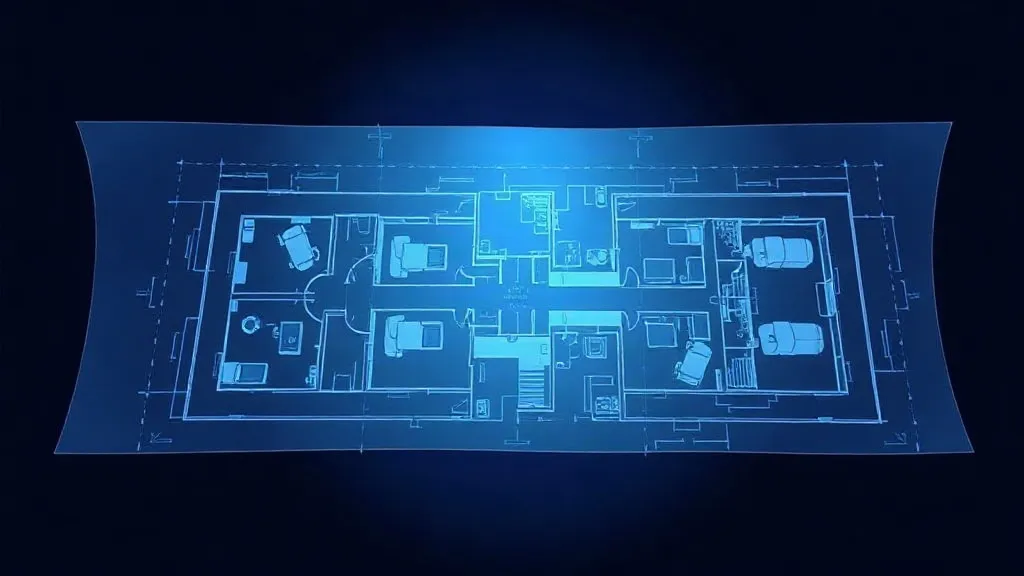 Two hospital blueprints merging into one structure with circuit-like lines crossing the seam, symbolizing combined AI governance after a health system merger.