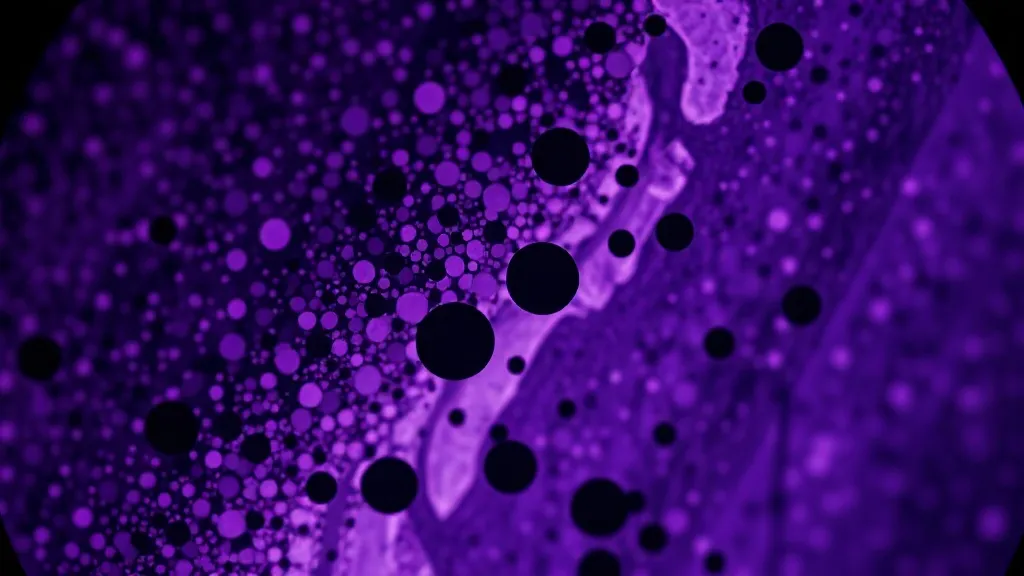 Abstract image of a tissue sample overlaid with a data grid, symbolizing an AI algorithm functioning as a biological biomarker