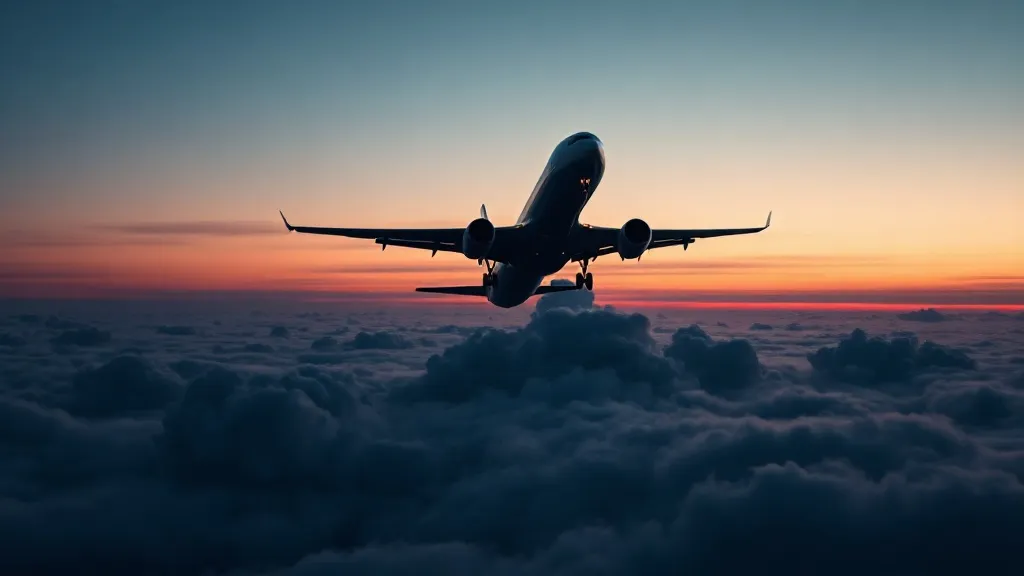 A commercial aircraft flying across a boundary between two differently lit cloud systems, representing separate regulatory zones.