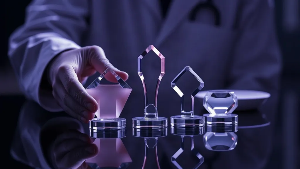 Three distinct translucent glass tokens on a dark table, symbolizing different but easily conflated forms of validation for clinical AI tools.