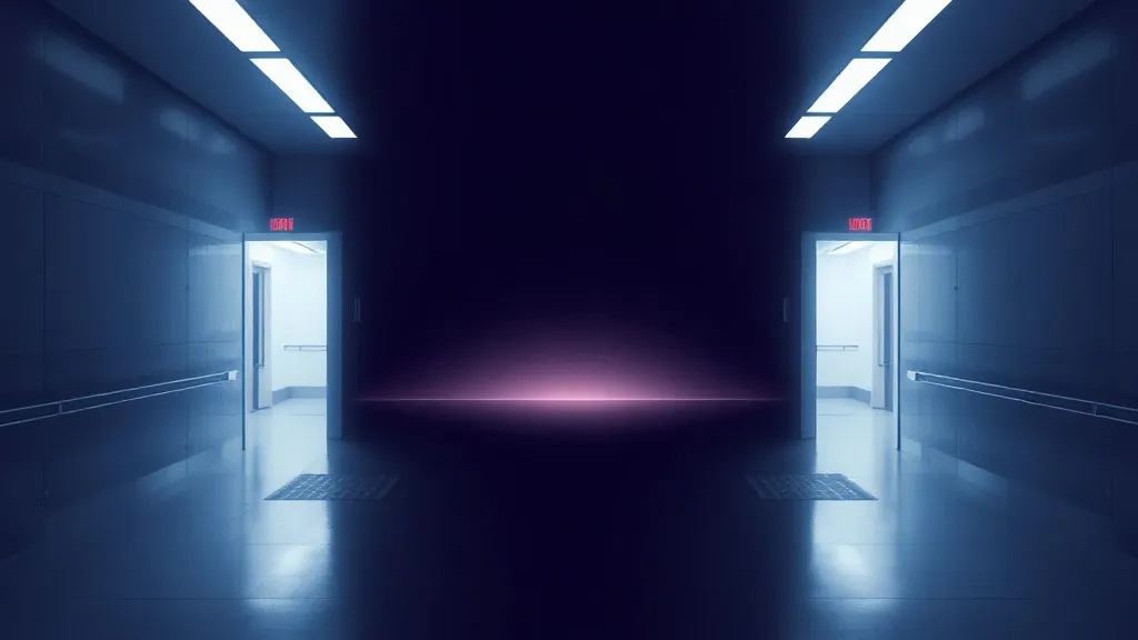 Two parallel corridors of differing length in a clinical facility, symbolizing divergent regulatory paths for medical device approval.