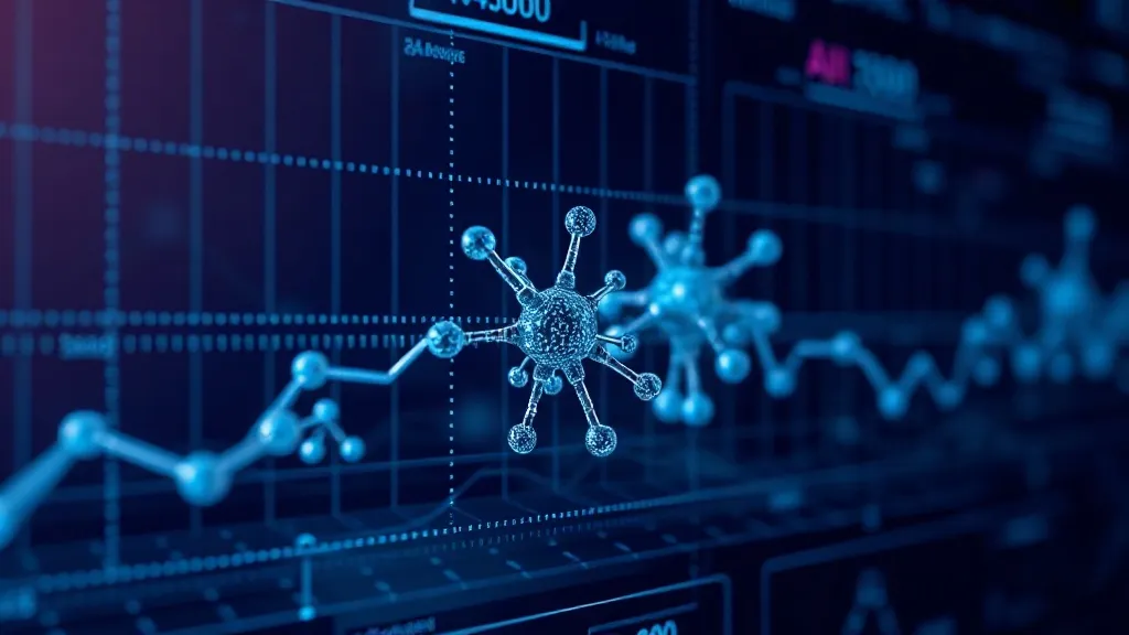 Abstract visualization of molecular data shifting against a calibration grid, suggesting an AI model under regulatory review.