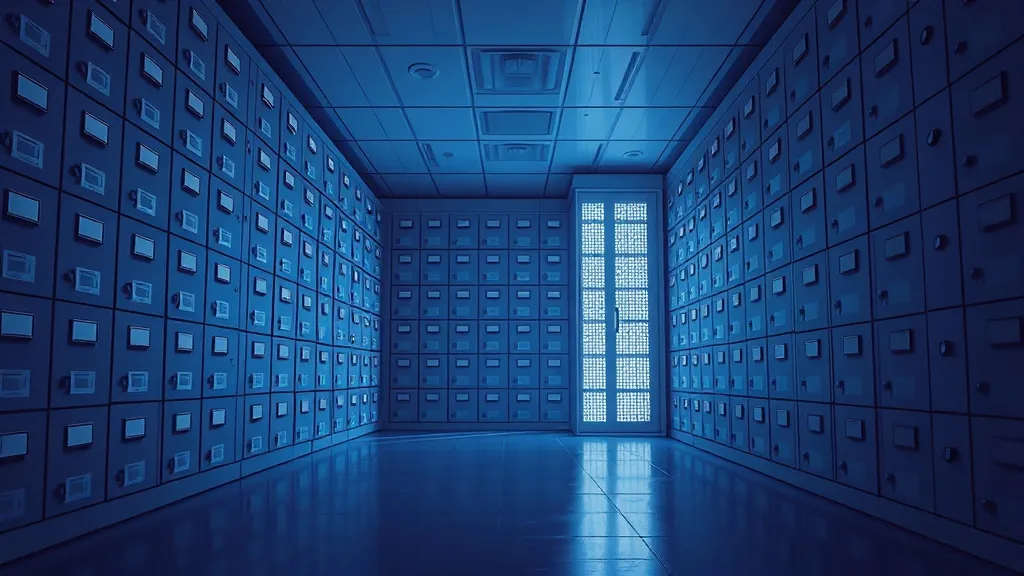 A hospital records archive and a glowing server rack stand apart across a shadowed floor, symbolizing the gap between device paperwork and generalist AI capability.