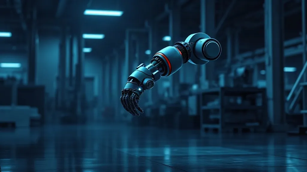 A factory robotic arm surrounded by pulsing rings of light suggesting ongoing monitoring rather than a one-time check.
