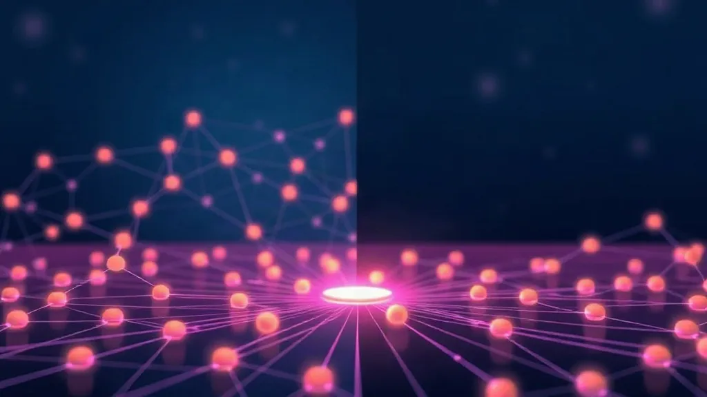 Abstract visualization of data nodes split between localized and centralized routing paths across a translucent regional boundary.