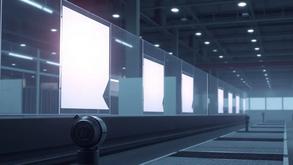 A factory robotic arm shielded by intact and fractured translucent panels, symbolizing uneven governance coverage of autonomous industrial AI.