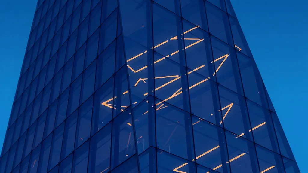 A commercial building at dusk with interior lighting patterns suggesting active AI-driven climate control.