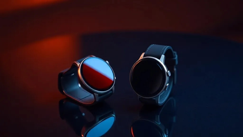 Two identical wearable devices lit differently to symbolize diverging regulatory paths for the same hardware