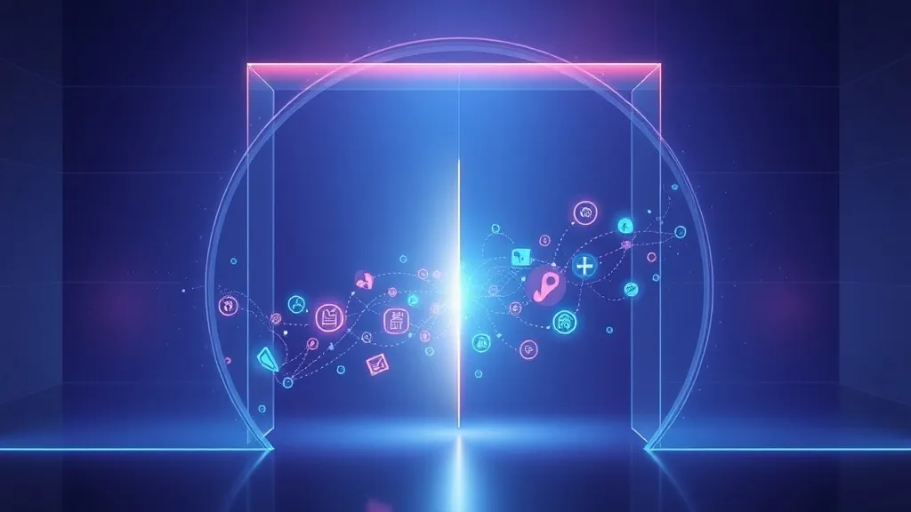 Illustration of patient health data flowing from a regulated zone into an unregulated open space.